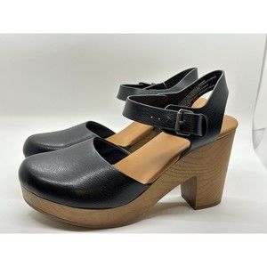 NWT Universal Thread Black Marcia Chunky Heel Clogs Mary Jane Mule Pump Size 7.5